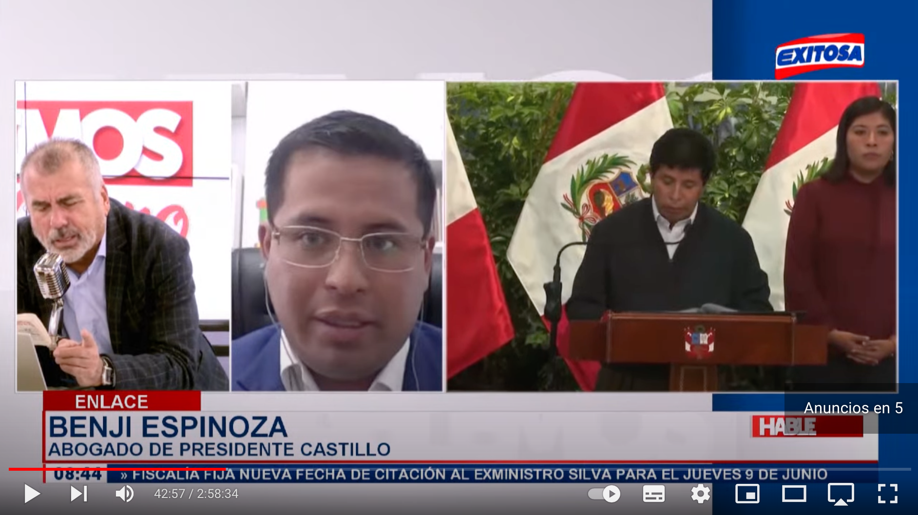 Benji Espinoza en Exitosa Noticias, 7 de junio de 2022.