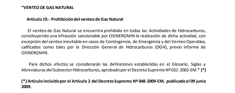 venteo de gas - norma