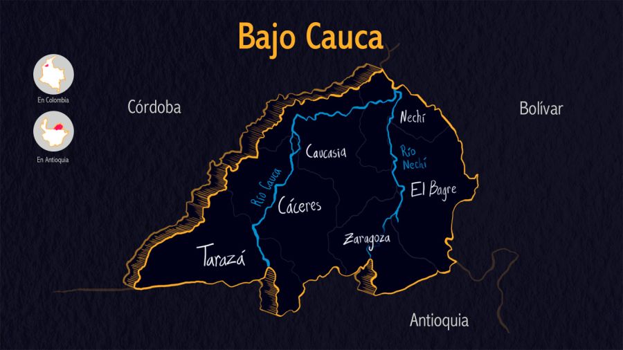 Mapa del Bajo Cauca